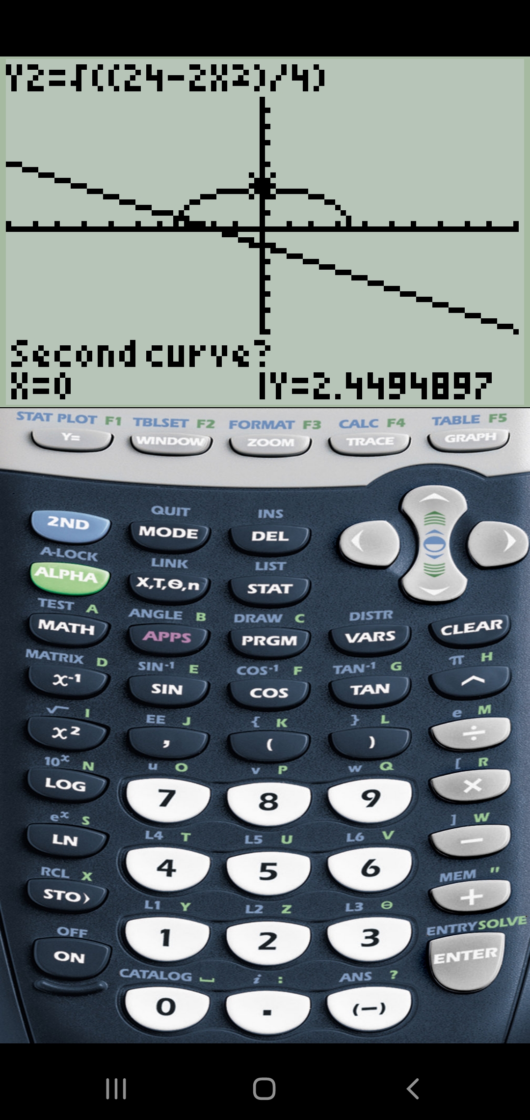 TI84 with second curve